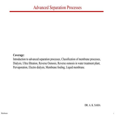 Membrane Separation Processes | PPT