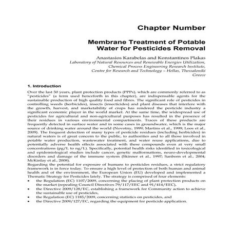 Membrane Treatment Of Potable Water For Pesticides Removal | PDF