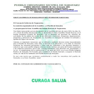 Asamblea del pueblo de Sarayaku