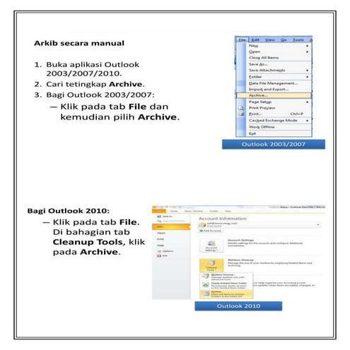 Membuat archieve outlook 2010