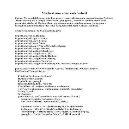 Membuat menu group pada android