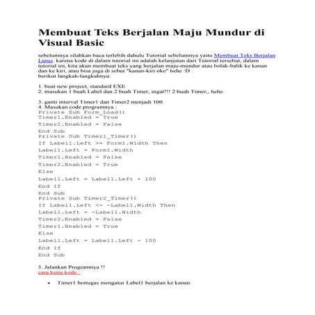 Teks Berjalan di Aplikasi Dekstop dengan VB.Net