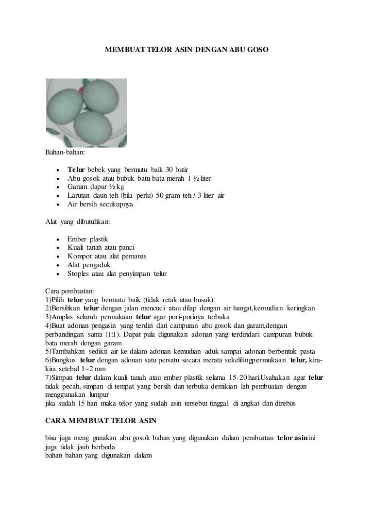 Membuat Telor Asin Dengan Abu Goso