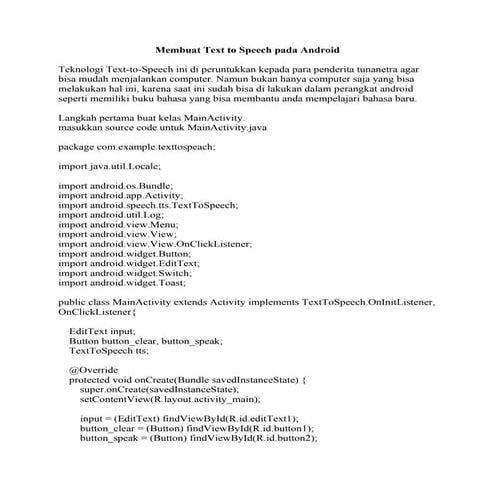 Membuat text to speech pada android