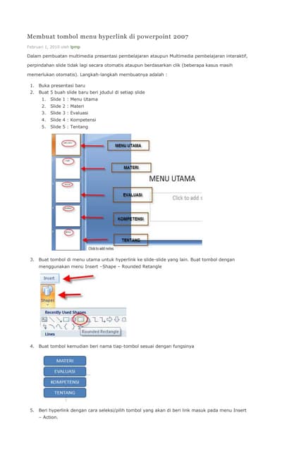 PPT Cara Membuat Email 01 membuat tombol menu hyperlink di power point 2007