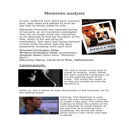 Memento analysis
