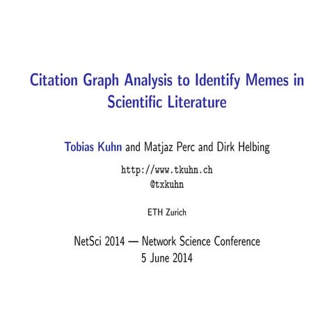 Citation Graph Analysis to Identify Memes in Scientific Literature