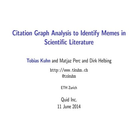 Citation Graph Analysis to Identify Memes in Scientific Literature