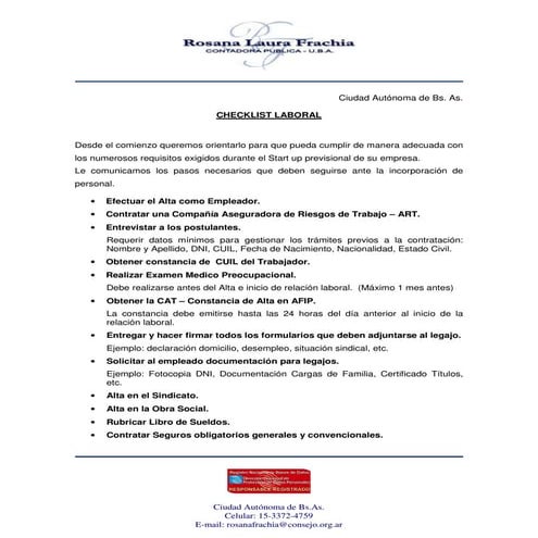 Memo Checklist Laboral | PDF