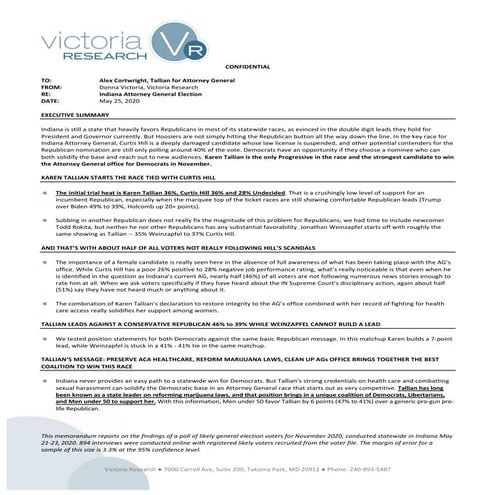 Karen Tallian Attorney General Poll