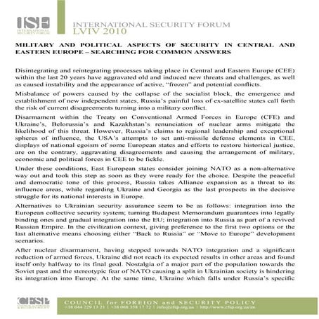 Memo military and political aspects