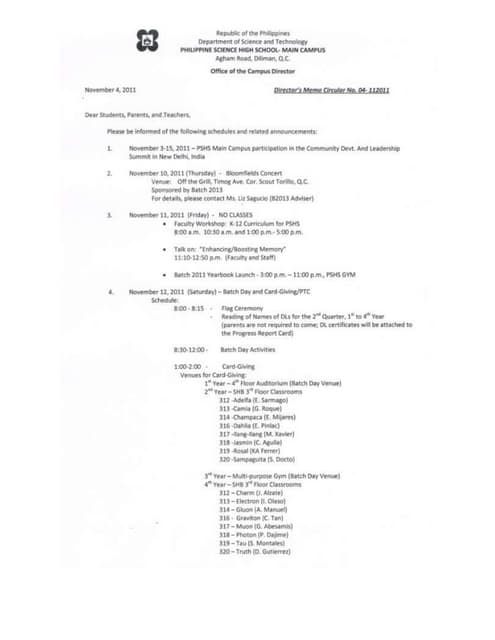 Memo circular # 4 dtd nov 4, 2011