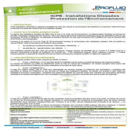 ICPE - Installations Classées pour la Protection de l'Environnement - Mise à ...