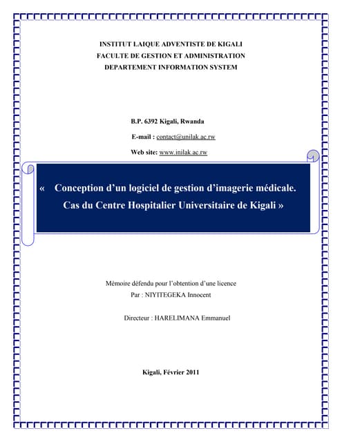 Conception d’un logiciel de gestion d’imagerie médicale