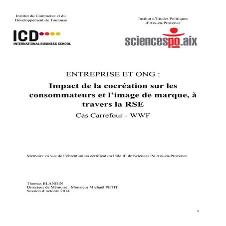 Memoire cocréation et image de marque