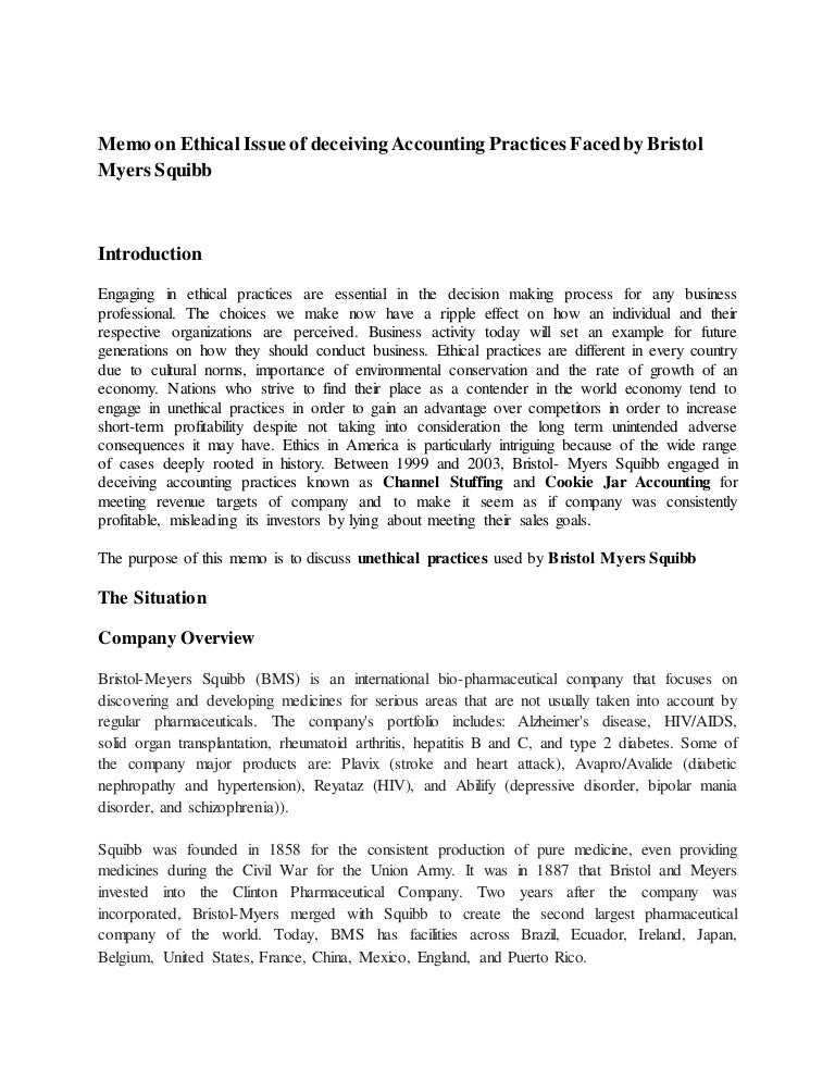 memo on ethical issue of deceiving accounting practices example of accounting memo