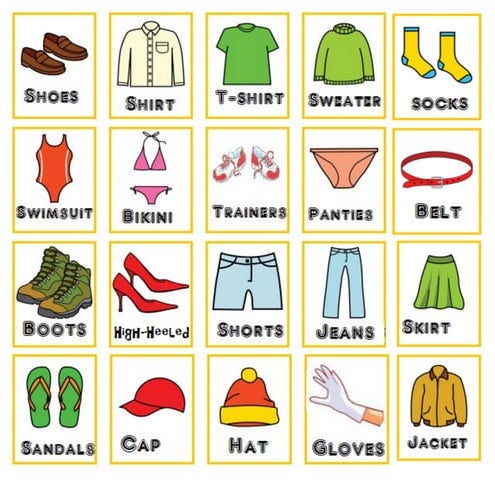 Loteria ropa en ingles