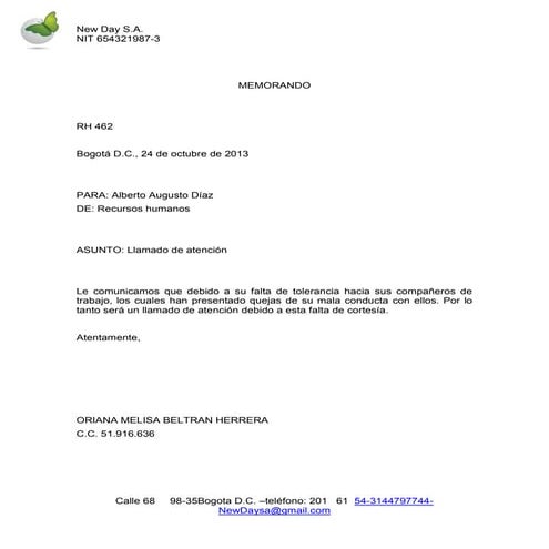 Tipos de carta, portada, memorando, y ejemplos | PDF
