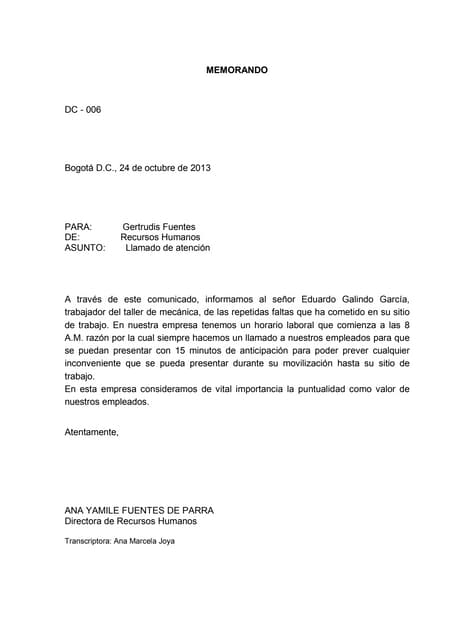 formato para memorandum