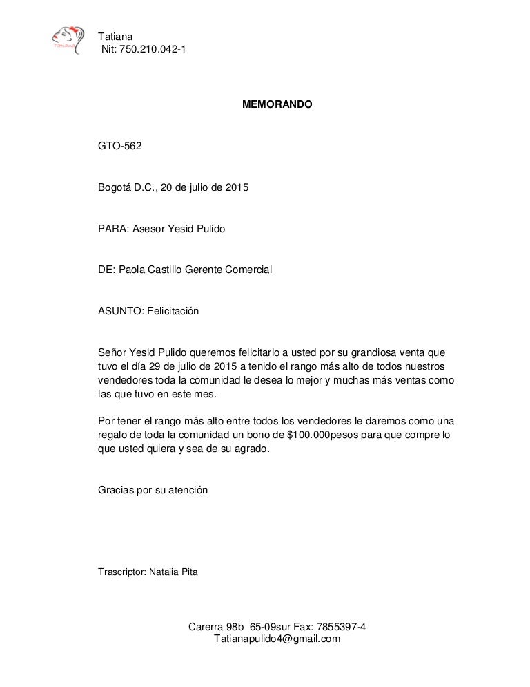 Ejemplo De Memorando