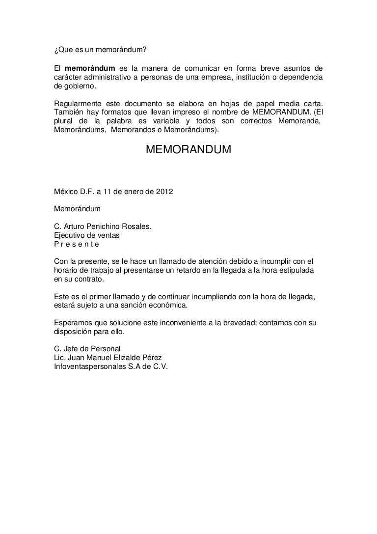 memorandum formato para memorandum