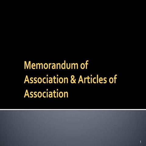 Memorandum and articles