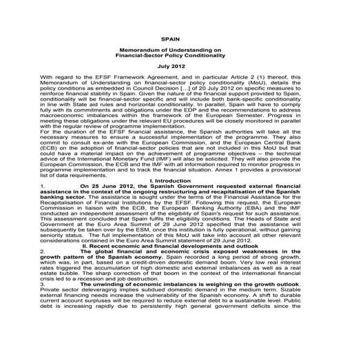 Memorandum rescate banca española