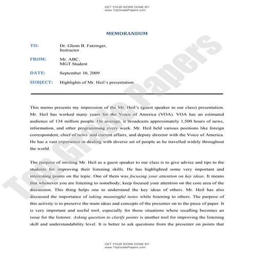 Memorandum writing   how to write memo - academic assignment - www.topgradepapers.com