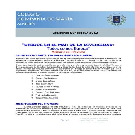 Memoria concurso euroscola 2013