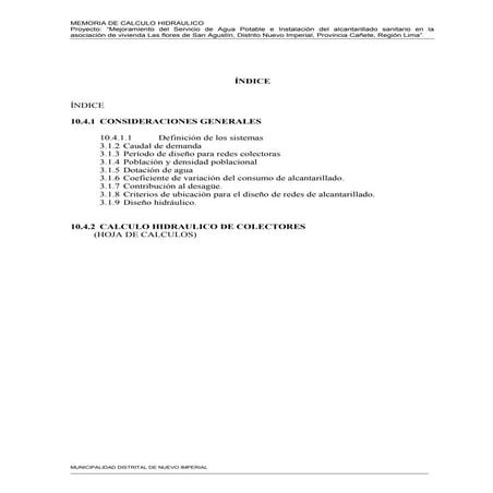 Memoria de calculo hidraulico 1