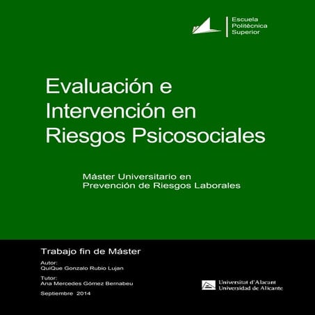 Evaluación e intervención en Riesgos Psicosociales