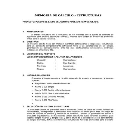 Memoria descriptiva centro de salud
