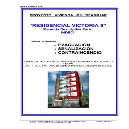 Memoria descriptiva INDECI - EDIFICIO MULTIFAMILIAR 6 PISOS 