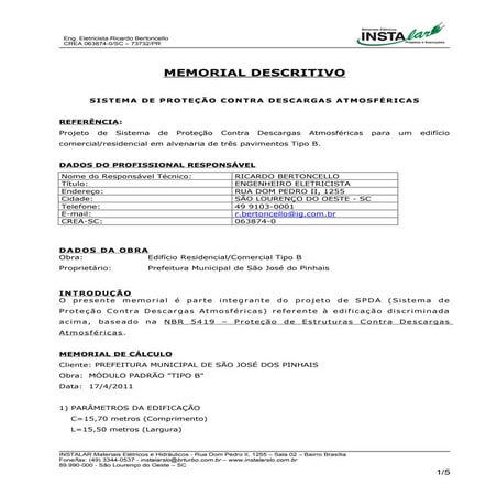 Memorial descritivo spda tipo b