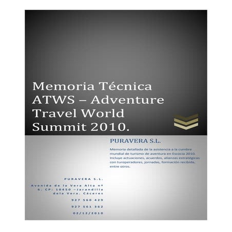 Memoria puravera cumbre mundial turismo adventura 2010