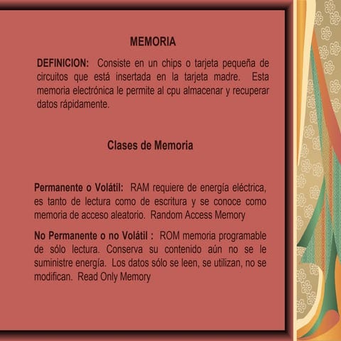 Memoria ram, tipos  y ejemplos