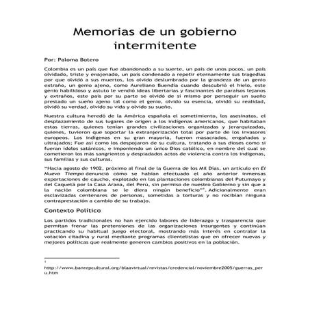 Memorias de un gobierno intermitente