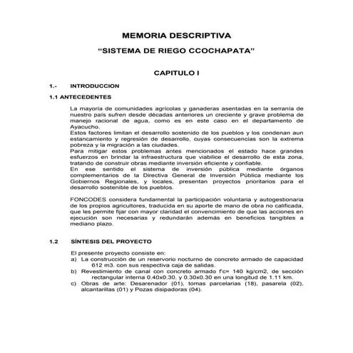Memoria sistema de riego ccochapata 2