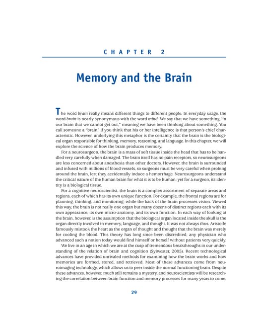 Memory and brain