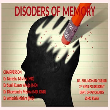 MEMORY AND ITS DISORDERS @Dr Gurjar.pptx