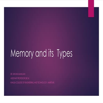 Memory and its Types.pptx slideshare presentation | PPTX