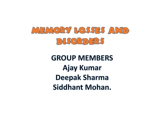 Memory disorders