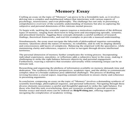 Memory Essay | PDF