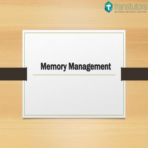 Memory Management | Computer Science | PPT