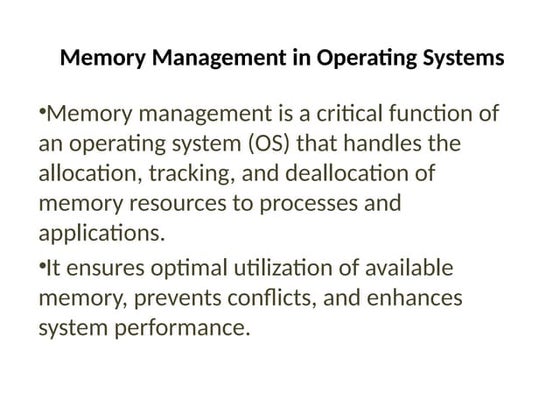 Memory Management in OS | PPT