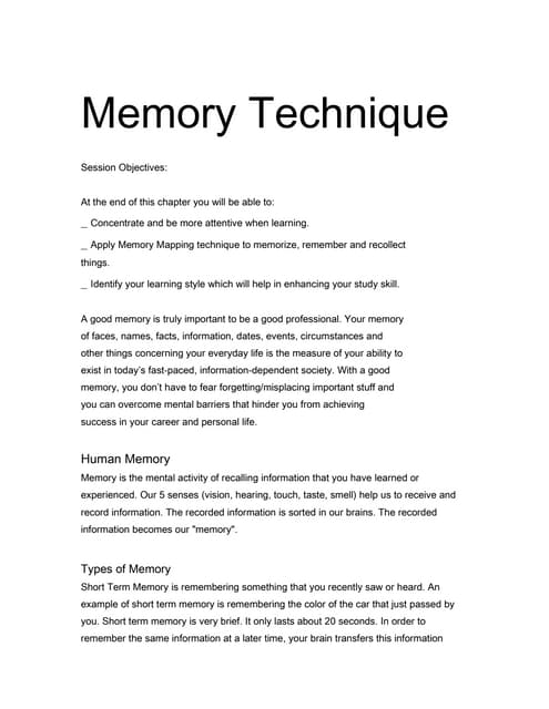 Memory technique