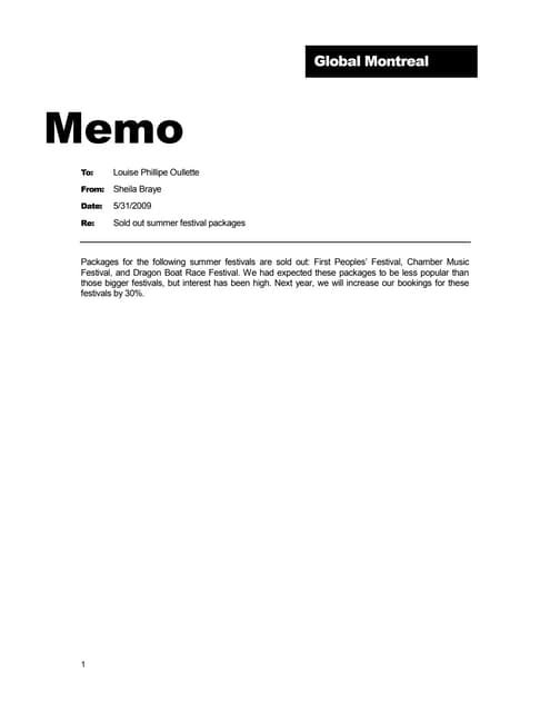 a sample of a memo