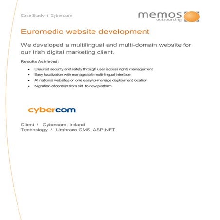 Memos Case Study Cybercom Euromedic