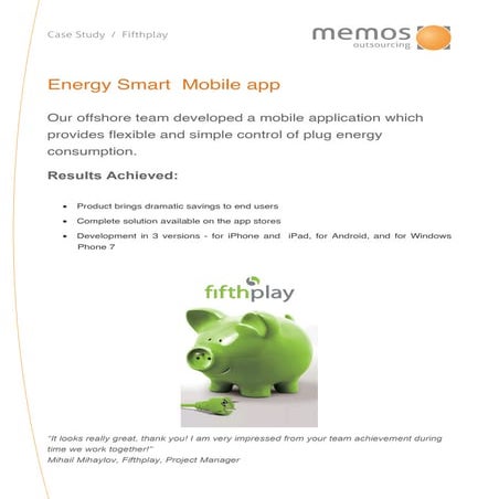 Memos case study Fifthplay Energy Smart