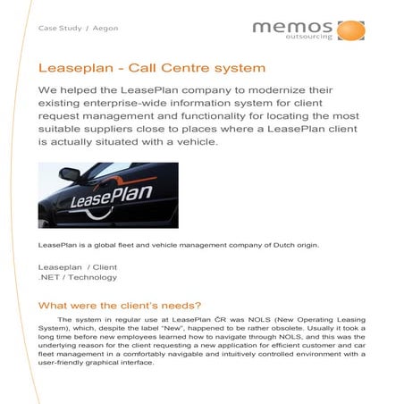 Memos Case Study Leaseplan Call Center